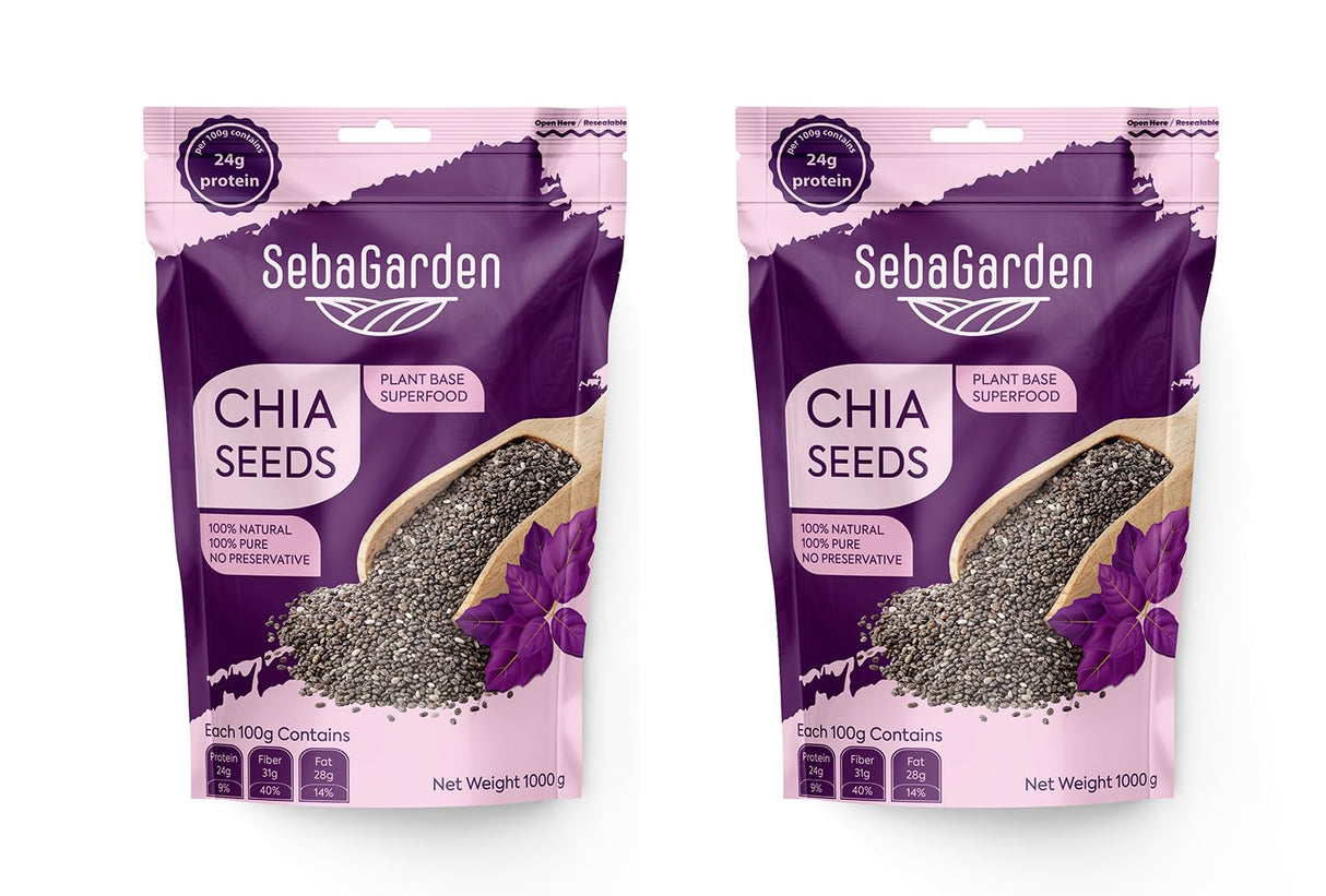 Seba Garden Premium Raw Black Chia Seeds Nutrient-Dense Superfood