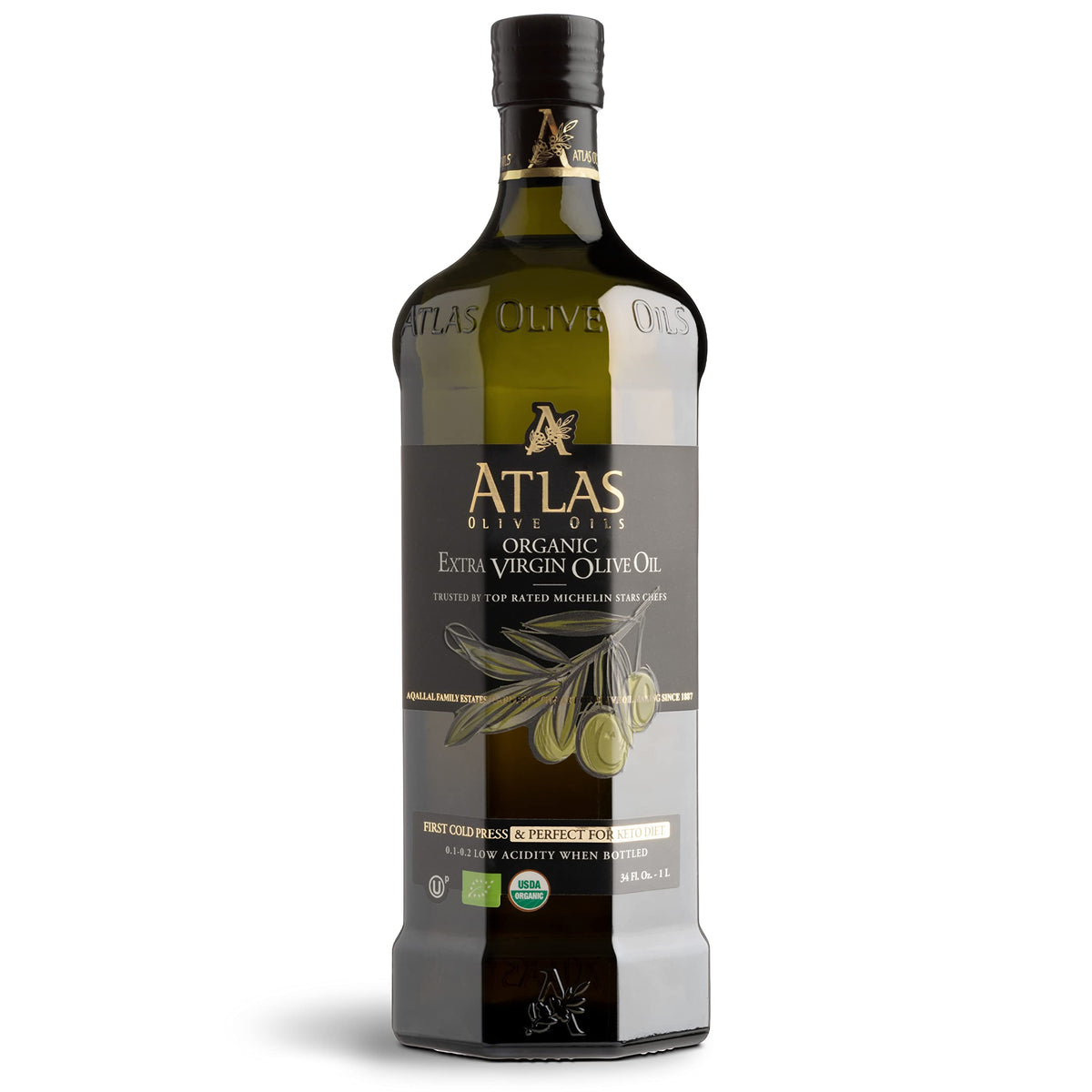 Atlas Olive Oil Premium Organic Moroccan Extra Virgin Olive Oil | 1L Glass Bottle