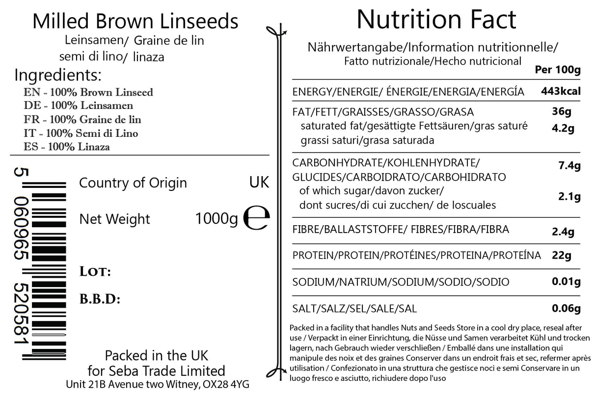 Seba Garden Premium Milled Brown Linseeds Grade A Nutrient-Dense Superfood | 1kg