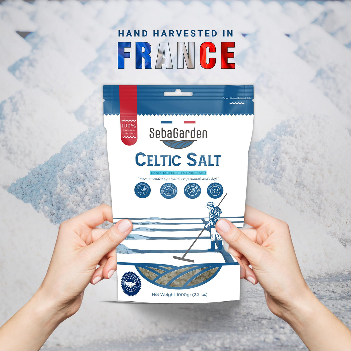 Seba Garden Hand-Harvested Celtic Sea Salt Coarse Grey 100% Natural Unrefined | 1kg