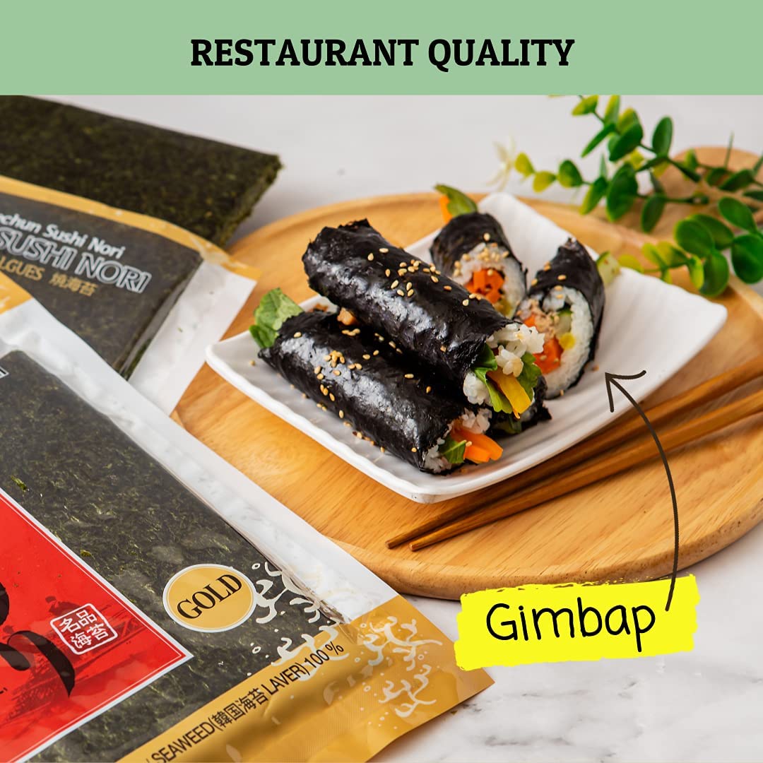 CHOI'S 1 Daechun Gold Grade Korean Sushi Nori (50 Full Sheets)