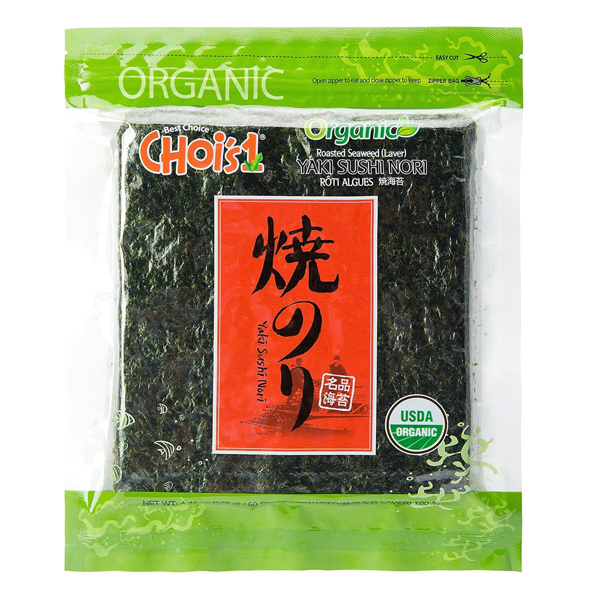 CHOI'S 1 Daechun Organic Sushi Nori Seaweed (50 Sheets)