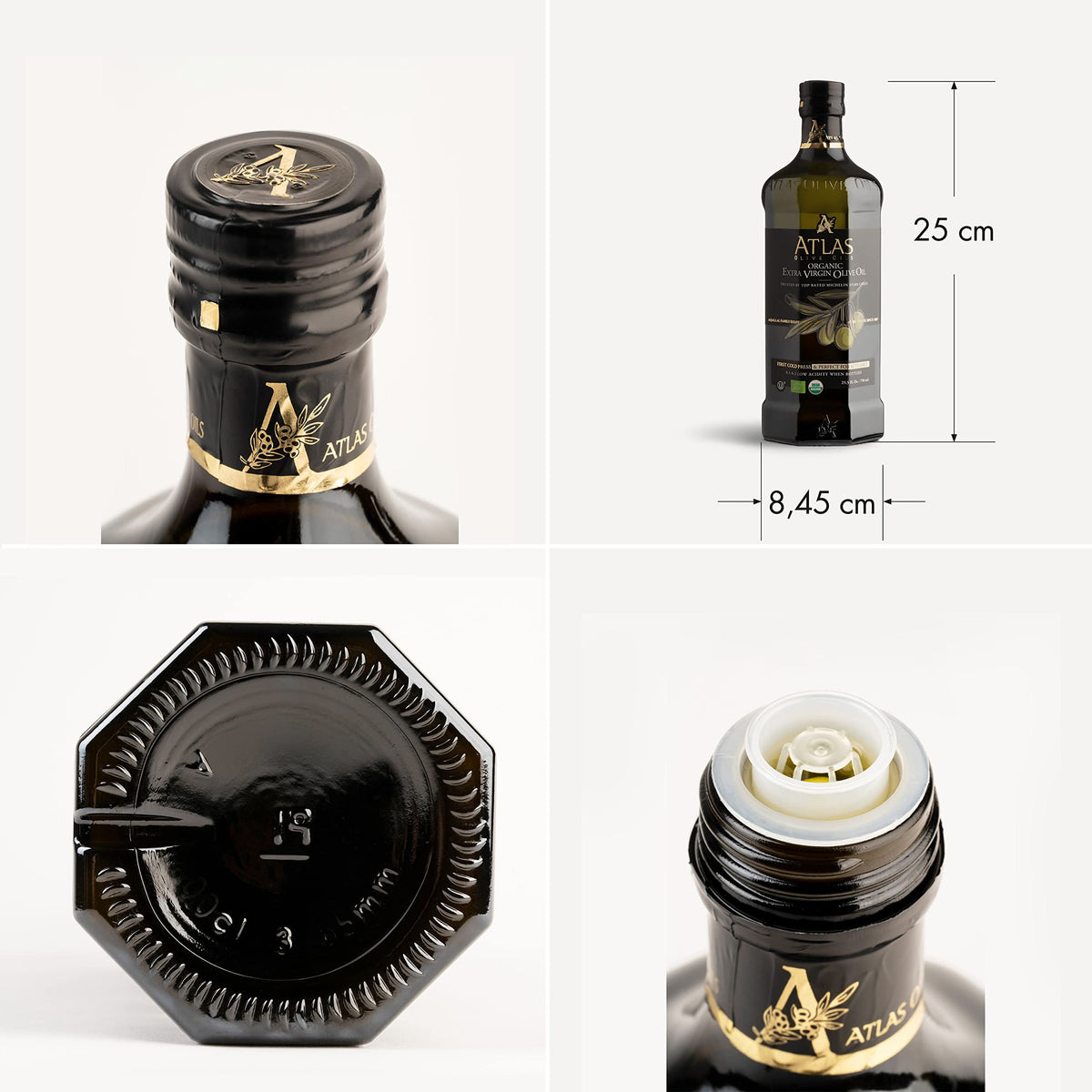 Atlas Olive Oil Premium Organic Moroccan Extra Virgin Olive Oil | 750ml Glass Bottle