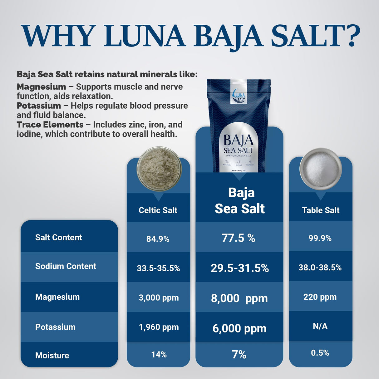 Luna Salt Hand-Harvested Baja Sea Salt 100% Natural Unrefined | 454g