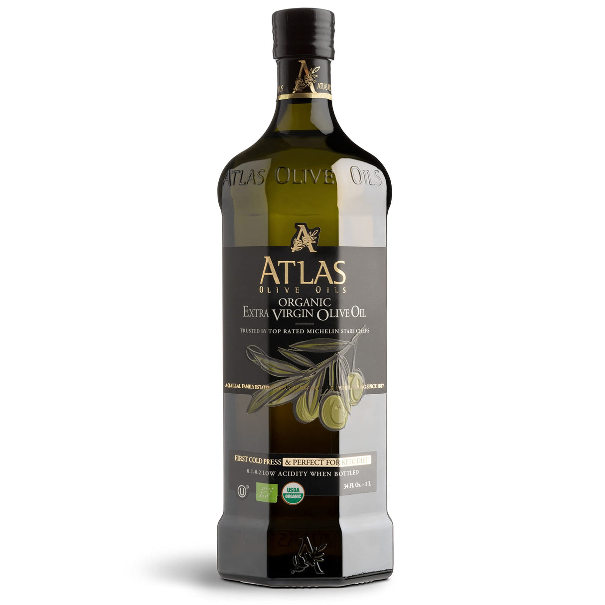 Atlas Olive Oil Premium Organic Moroccan Extra Virgin Olive Oil | 1L Glass Bottle