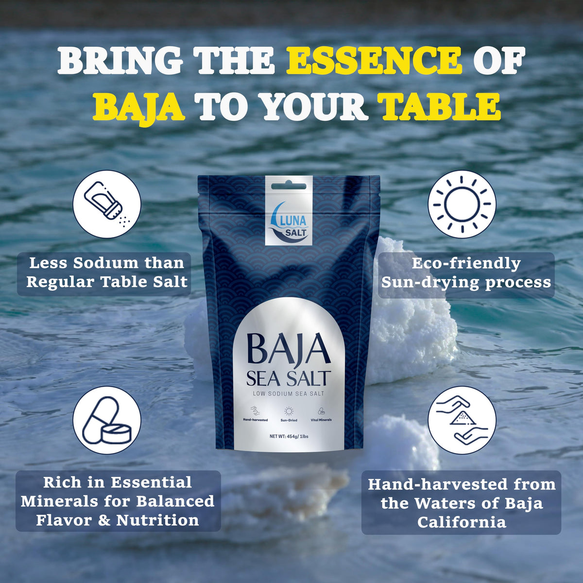 Luna Salt Hand-Harvested Baja Sea Salt 100% Natural Unrefined | 454g