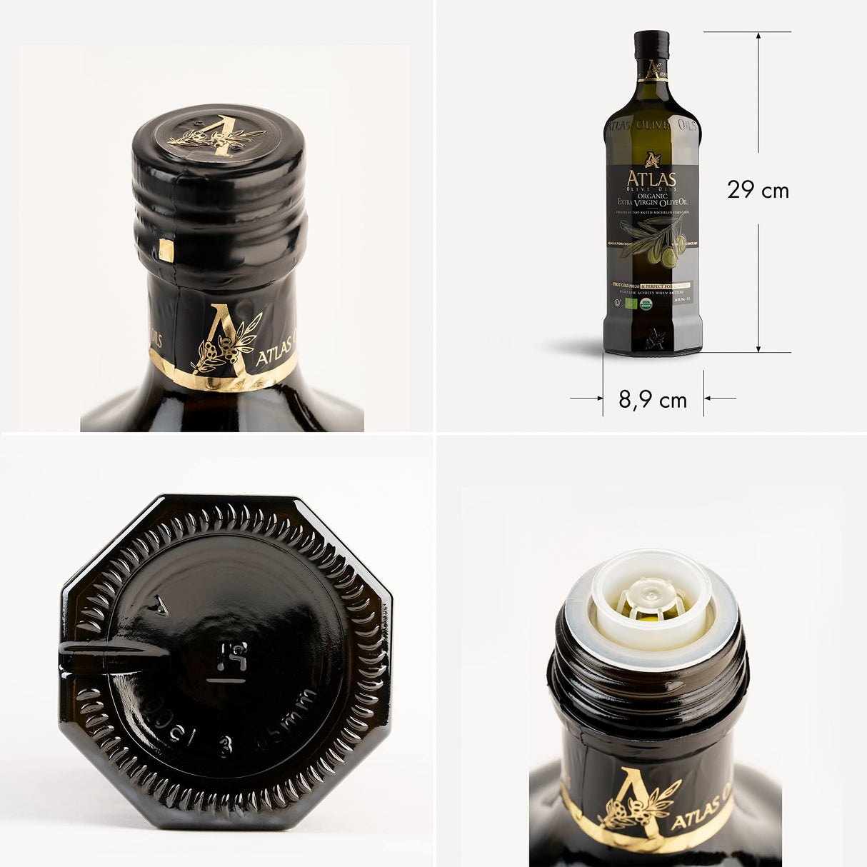 Atlas Olive Oil Premium Organic Moroccan Extra Virgin Olive Oil | 1L Glass Bottle
