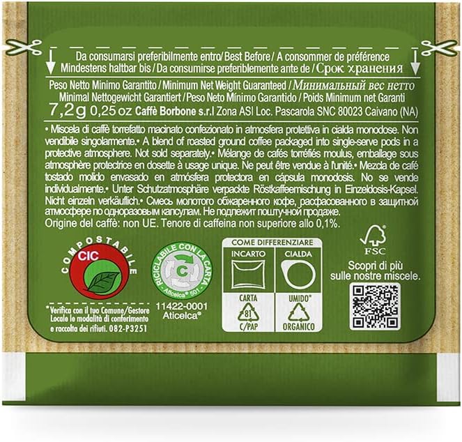 Caffè Borbone ESE Coffee Pods Miscela Dek Decaffeinated | Pack of 50