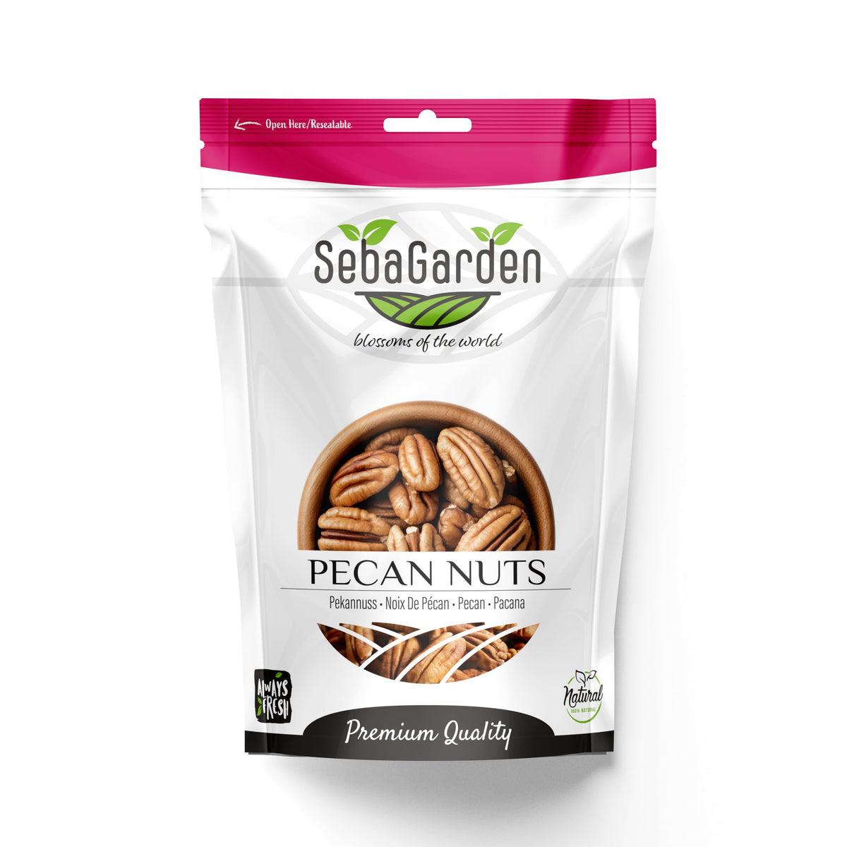 Seba Garden Premium Raw Pecan Nut Halves Grade A Nutrient-Dense Superfood