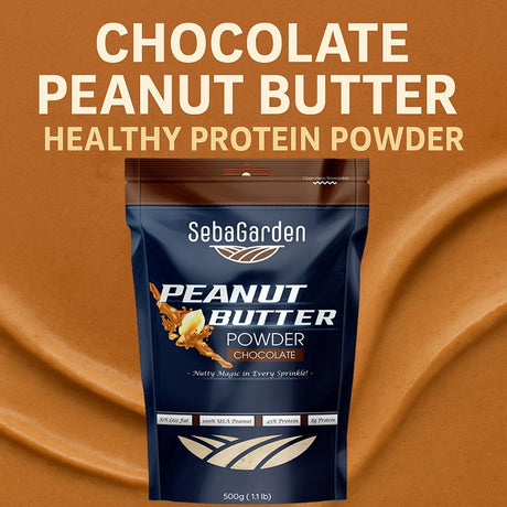 Seba Garden Chocolate Peanut Butter Powder 500g – 87% Defatted, Plant-Based Vegan Protein, Non-GMO, Certified Gluten-Free, Keto Friendly, Low Carb, BPA-Free (Pack of 2)