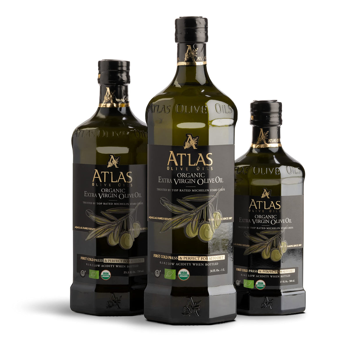 Atlas Olive Oil Premium Organic Moroccan Extra Virgin Olive Oil | 1L Glass Bottle