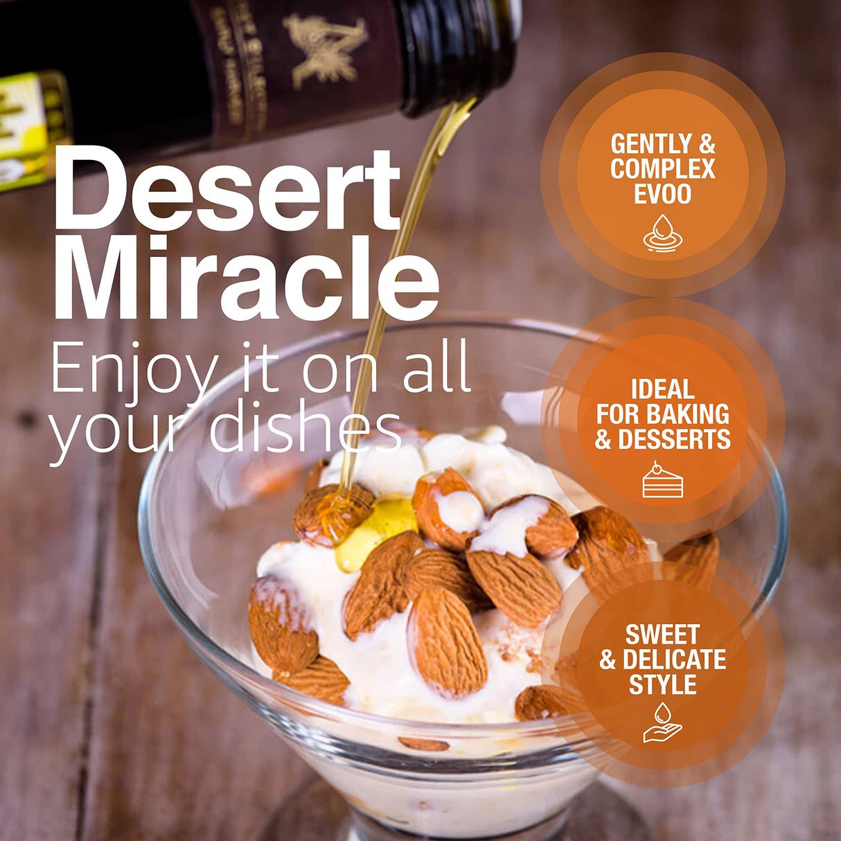 DESERT MIRACLE Ultra-Premium Organic Extra Virgin Polyphenol Rich Olive Oil | 500ml Glass Bottle