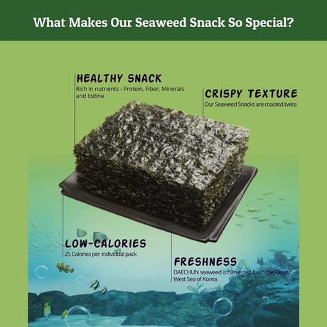 CHOI'S 1 Daechun Wasabi Korean Roasted Seaweed Snacks | 20 Individual Packs