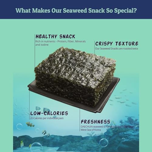 CHOI'S 1 Daechun Certified Organic Roasted Seaweed Snacks | 20 Individual Packs