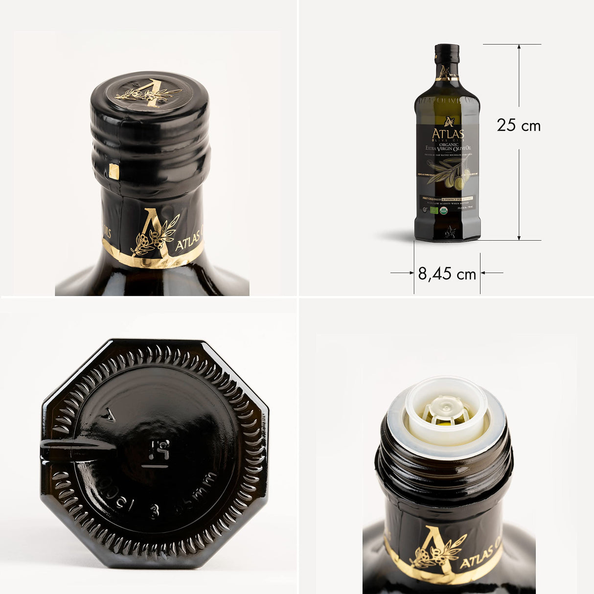 Atlas Olive Oil Premium Organic Moroccan Extra Virgin Olive Oil | 750ml Glass Bottle